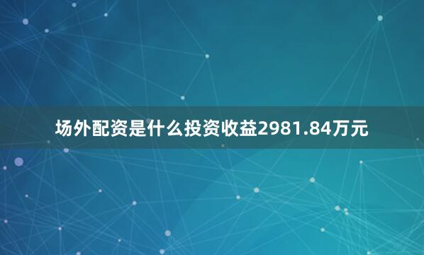 场外配资是什么投资收益2981.84万元
