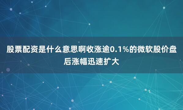 股票配资是什么意思啊收涨逾0.1%的微软股价盘后涨幅迅速扩大